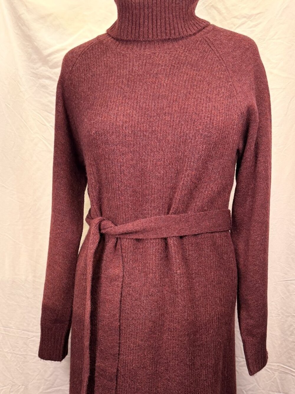 Lulus XL Burgundy Turtleneck Belted Midi Sweater Dress